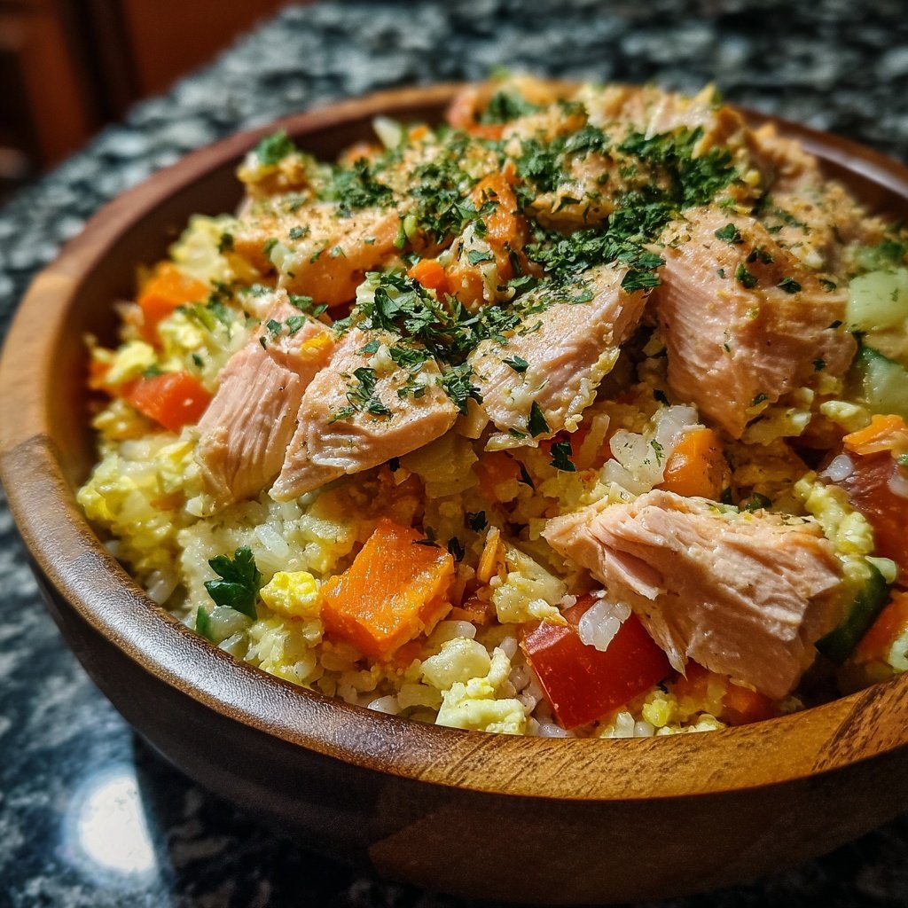 High Protein Salmon Rice Bowl