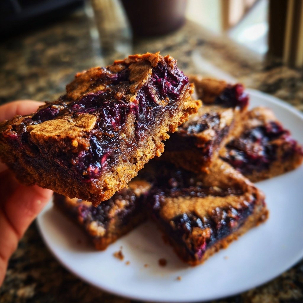Cottage Cheese Brownies with Blueberry Swirl