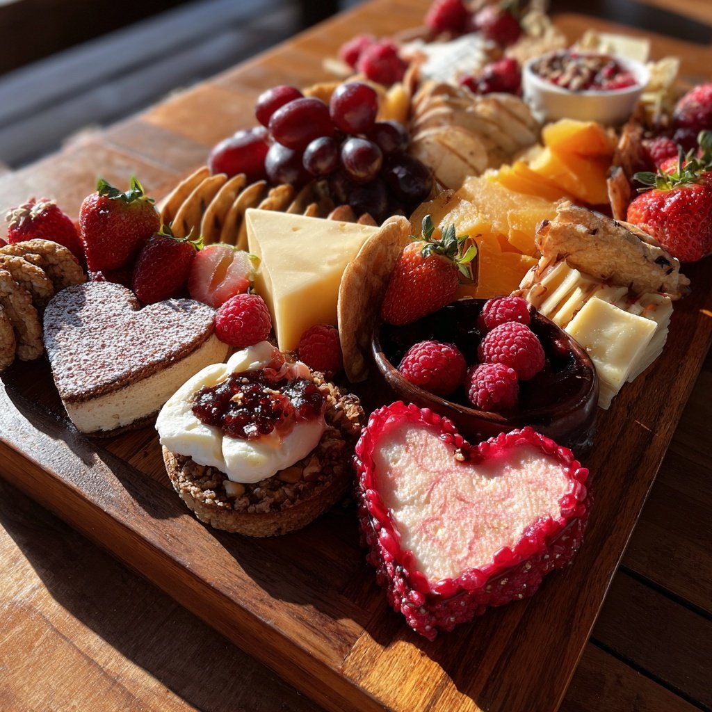 Valentines Charcuterie Board with Mini Desserts