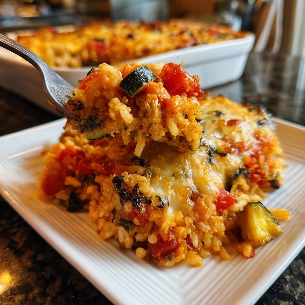 Baked Zucchini Tomato Rice Bake