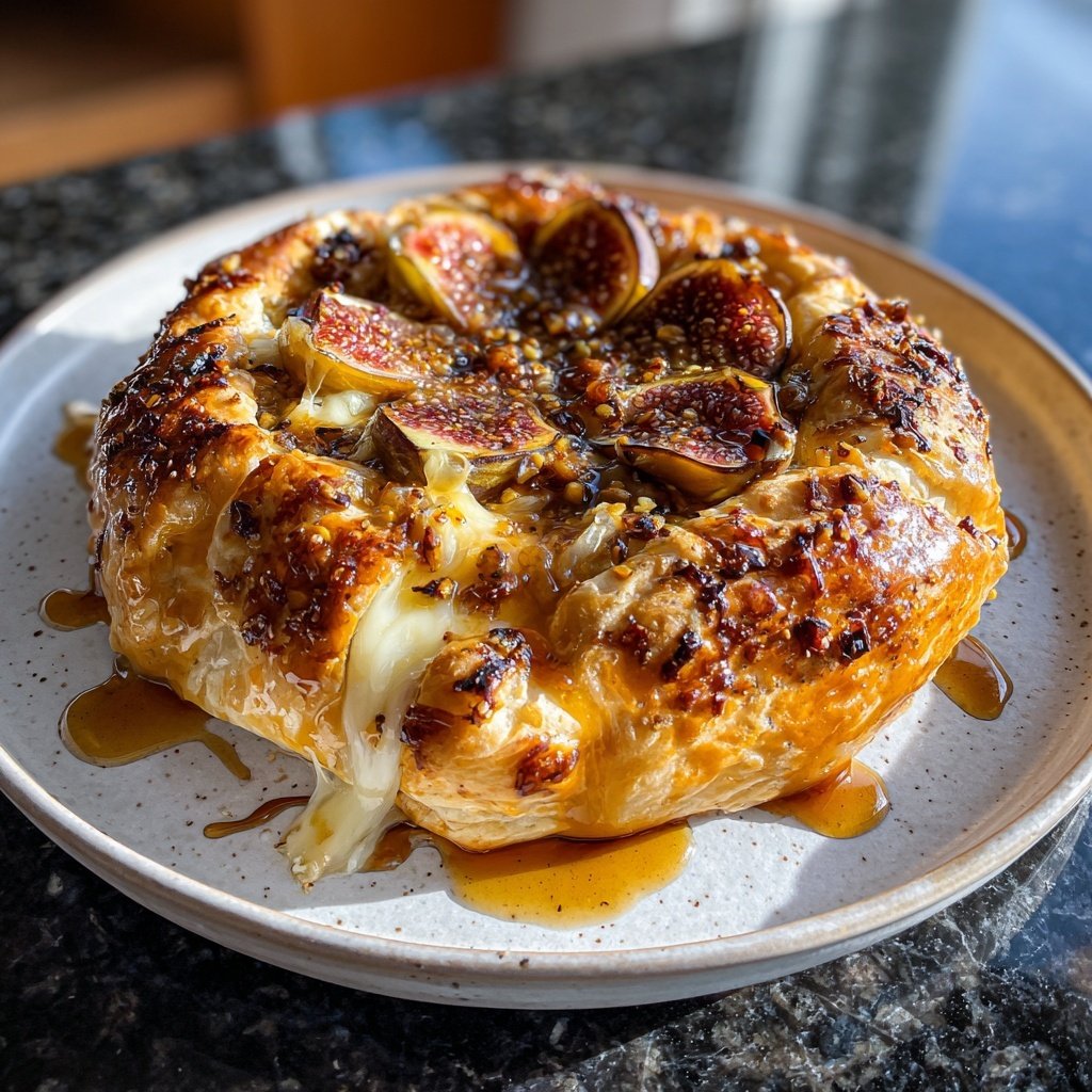 Baked Brie in Puff Pastry with Honey and Fig - Crisp Tastes