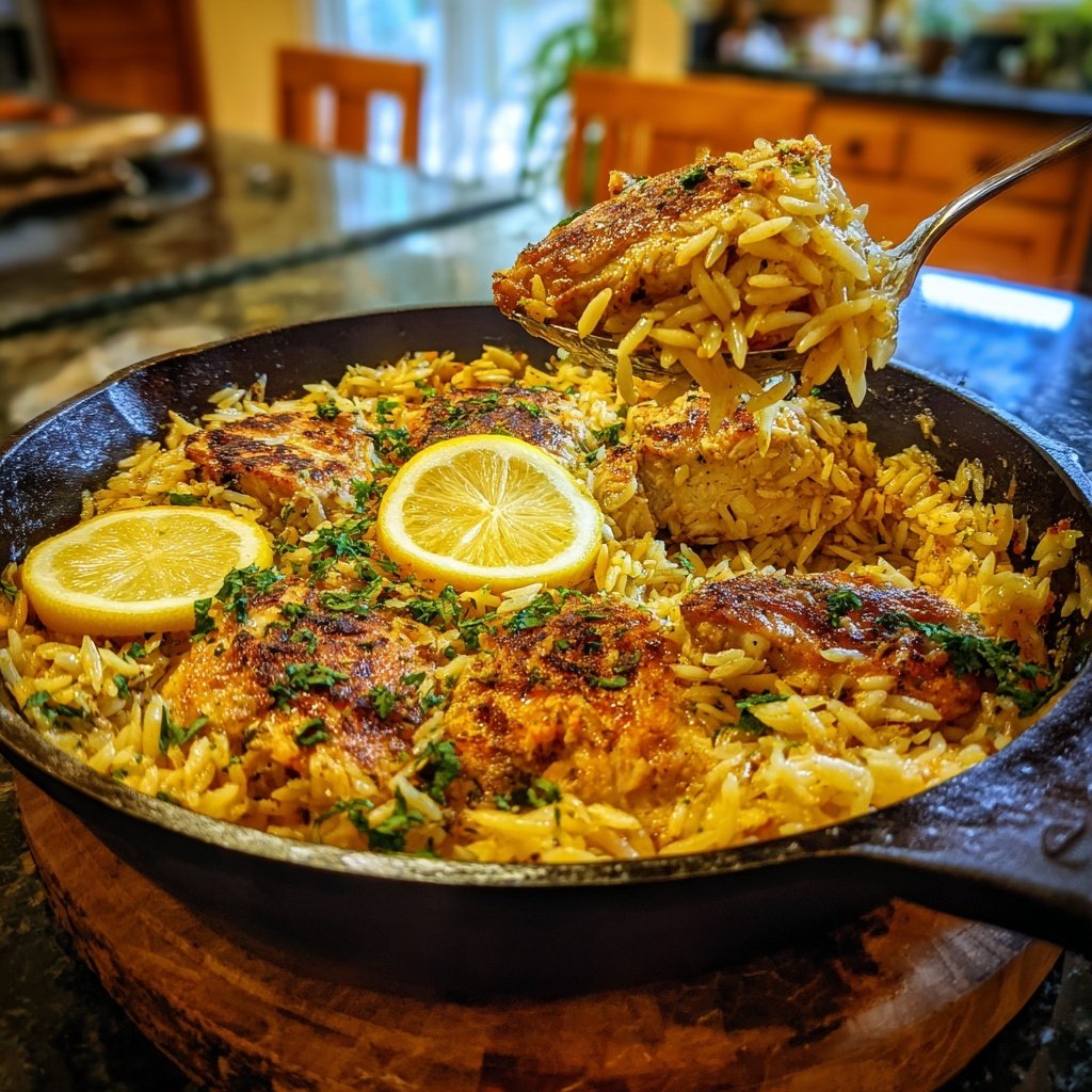 Skillet Lemon Chicken With Orzo